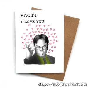 Tarjeta de felicitación El hecho de la oficina: Te amo. Tarjeta de felicitación Dwight Office, Tarjeta de San Valentín, Tarjeta de cumpleaños Dwight, Tarjeta Dwight Love, Tarjeta BFF