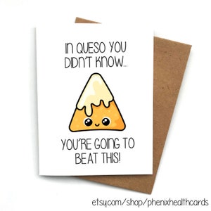 Greeting Card QUESO CANCER, Illness, Beat This, Remission, Congratulations Cancer Survivor Card, Cancer Survivor Gift, Funny Pun Cancer