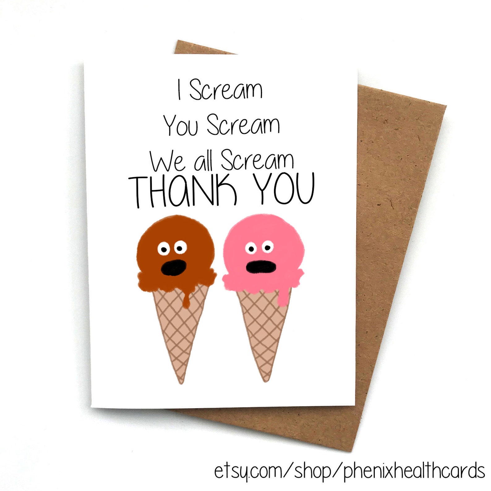 Greeting Card Funny Thank You Card I Scream You Scream We All Etsy