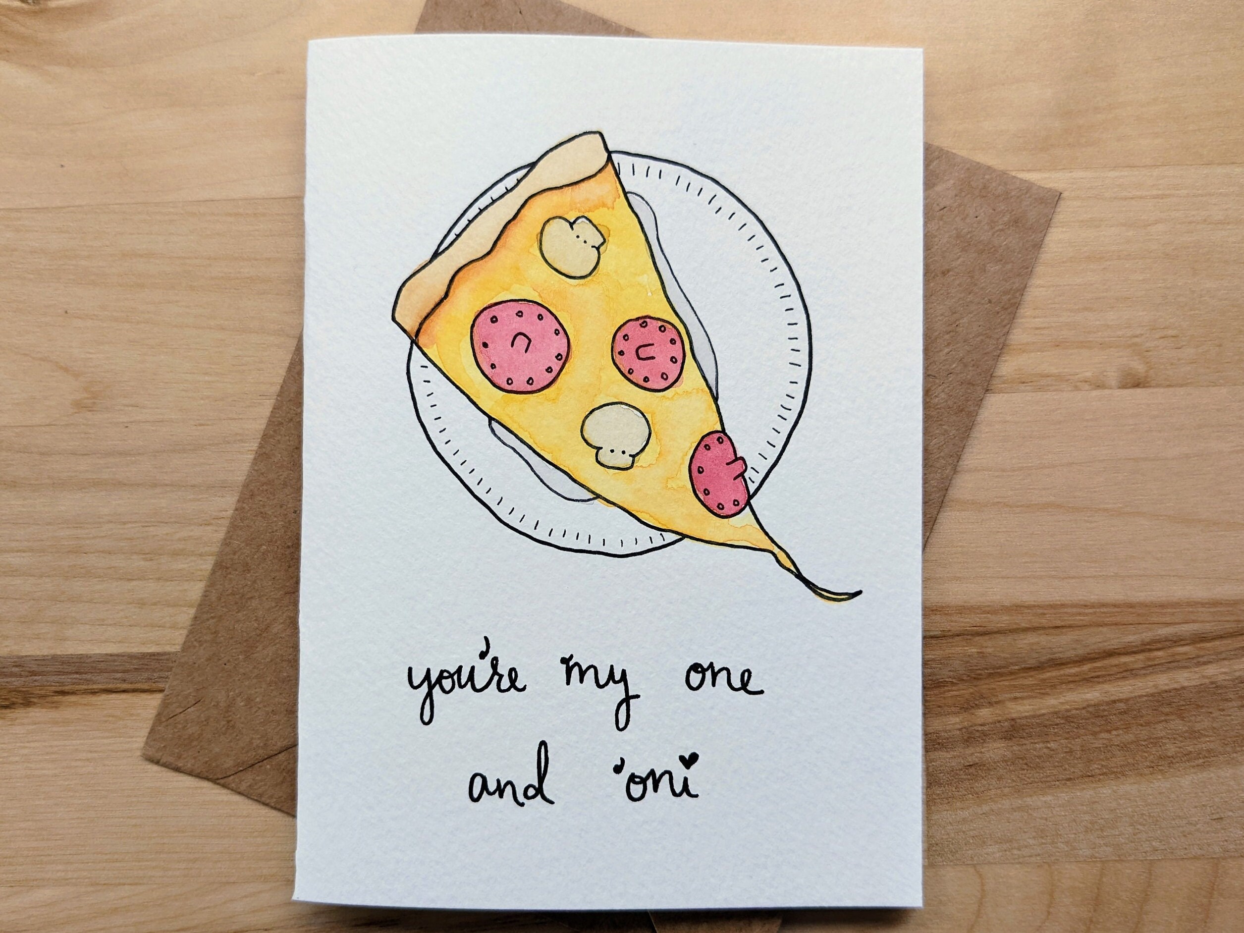 Pepperoni Pizza Nipples Card Handmade Watercolor Greeting Etsy Ireland