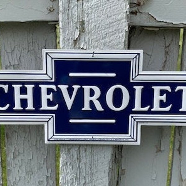 Chevy Bowtie. Embossed Metal 24" sign great for a mancave, garage, pub, patio, or a gift for him or her.