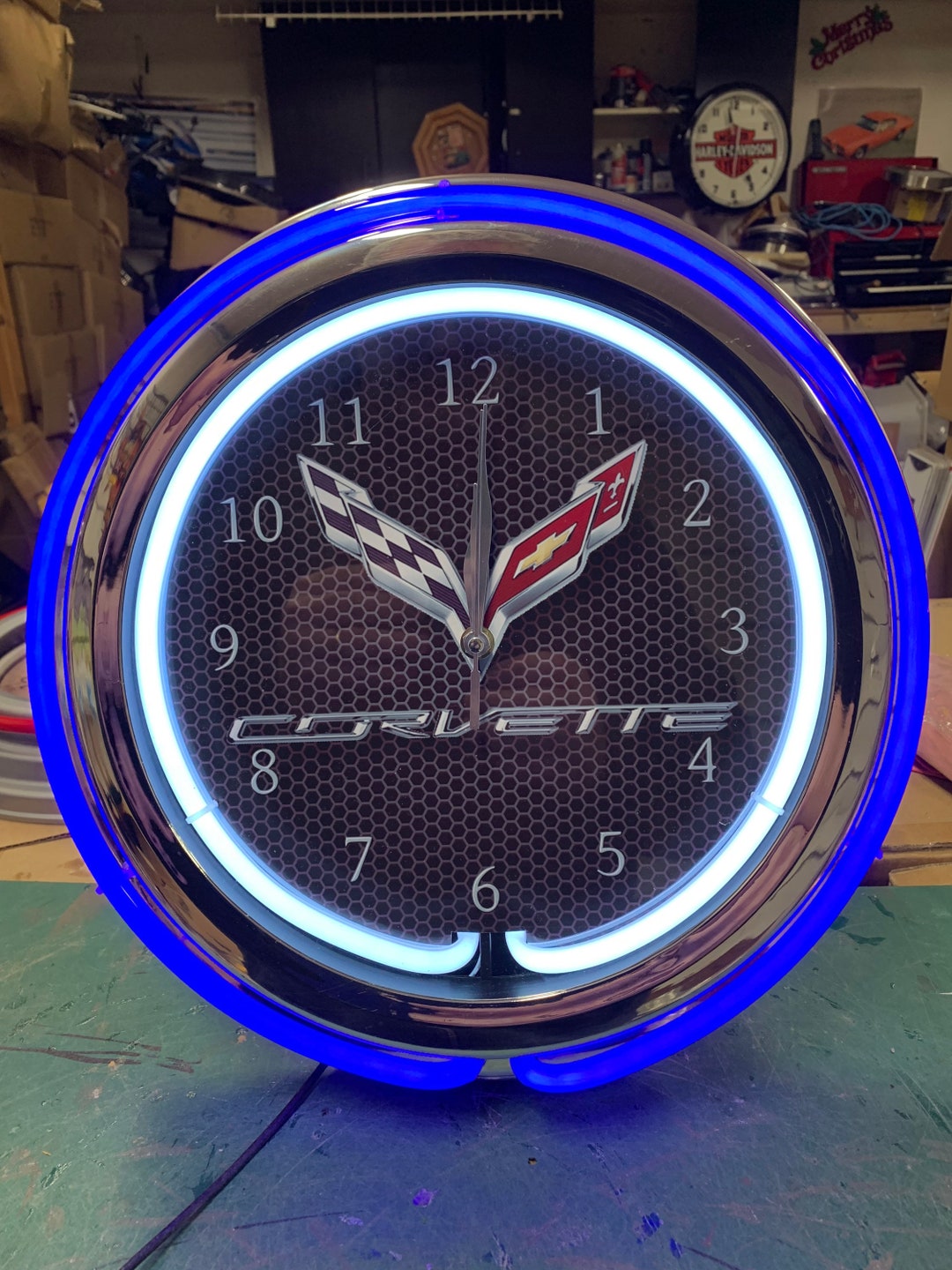 Corvette C7 Garage 16 Inch Double Neon Clock or Custom With Etsy