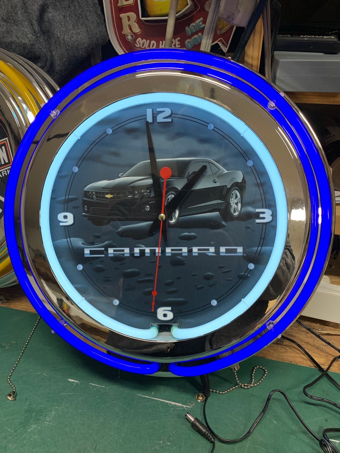 Camaro SS, Garage 16 Inch Double Neon Clock or Custom With Your Art