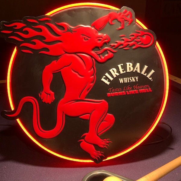 Fireball whisky  Neon led Wall Sign, Mopar, Ford, Muscle Car, Hot Rod, , garage, Mancave, Workshop, Fathers day, Gift