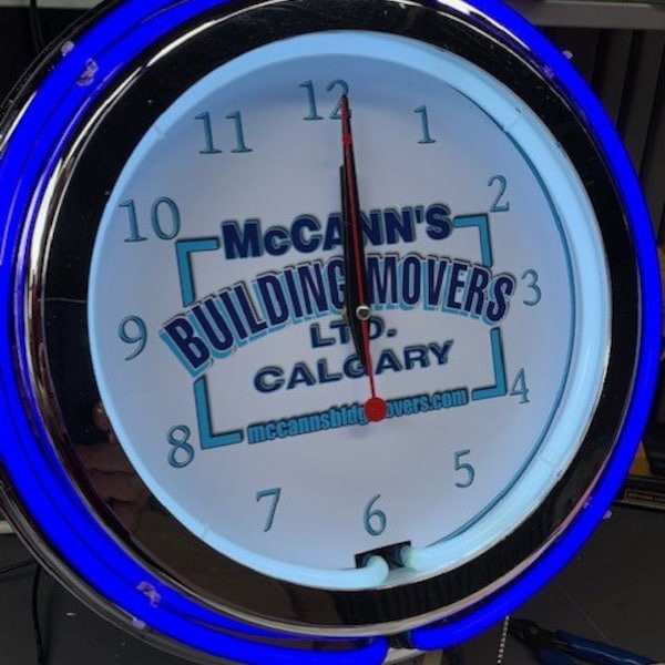 Custom 16 inch Neon Clock with your art, pitchers or  logo in a double neon clock.
