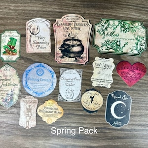 13 Spring Themed Potion Labels Printed on Sticker Paper and Cut Out