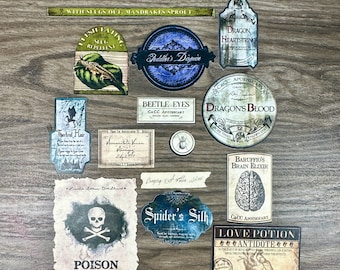 12 Halloween Potion Labels Printed on Sticker Paper Vol. 1 - Etsy