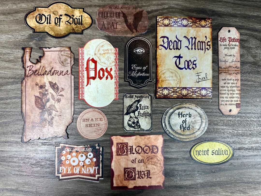 13 Witch Themed Potion Labels Printed on Sticker Paper and Cut Out - Etsy