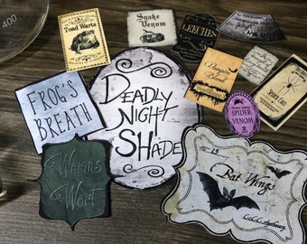 12 Halloween Potion Labels Printed on Sticker Paper Vol. 1