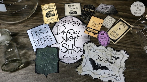 12 Halloween Potion Labels Printed on Sticker Paper Vol. 1