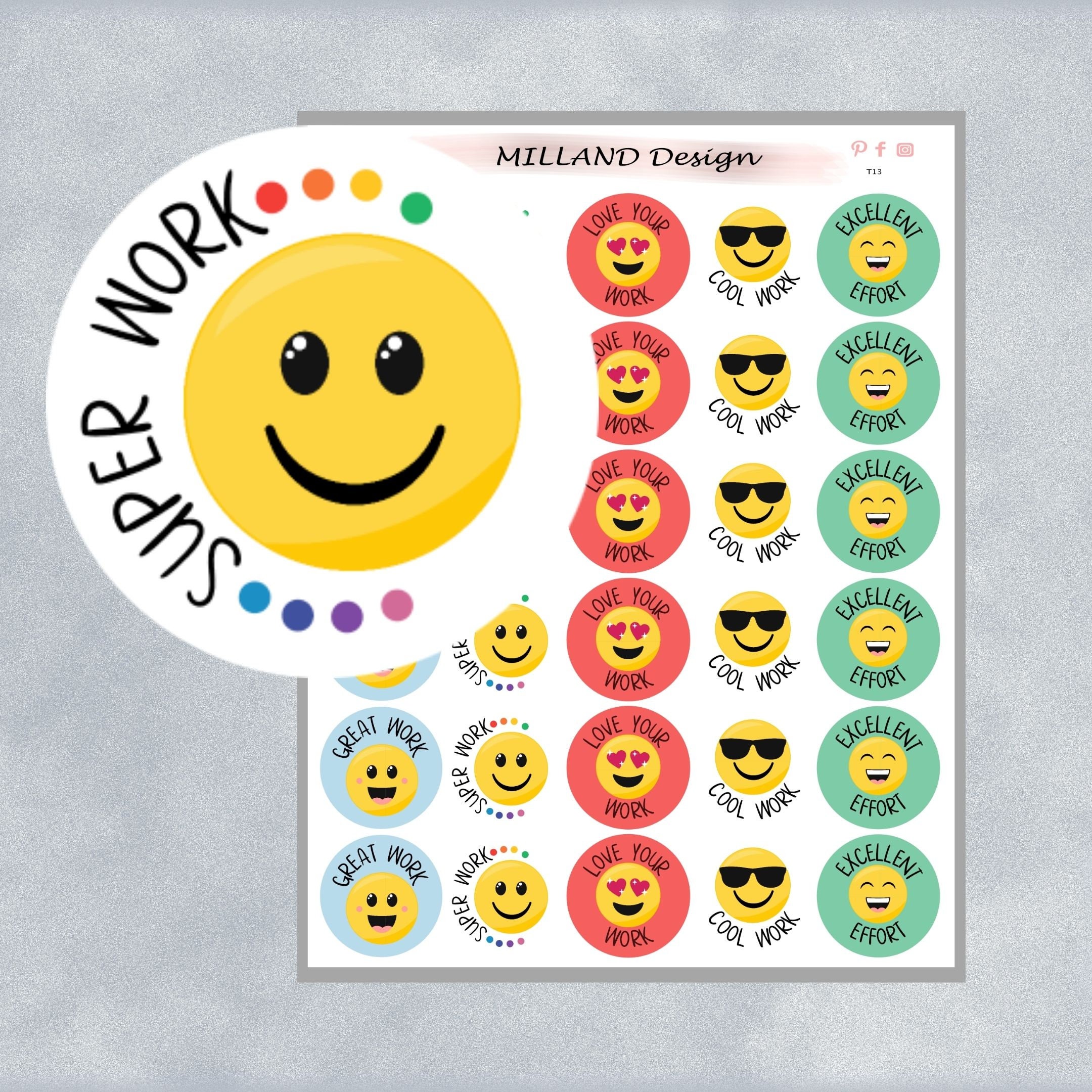 Autocollants denseignement Emoji pour lécole -  France