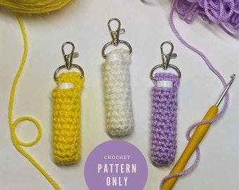 Crochet Chapstick Holder Pattern - Digital Crochet Pattern with Pictures, Crochet Pattern for Beginners, D-Ring Chapstick Holder