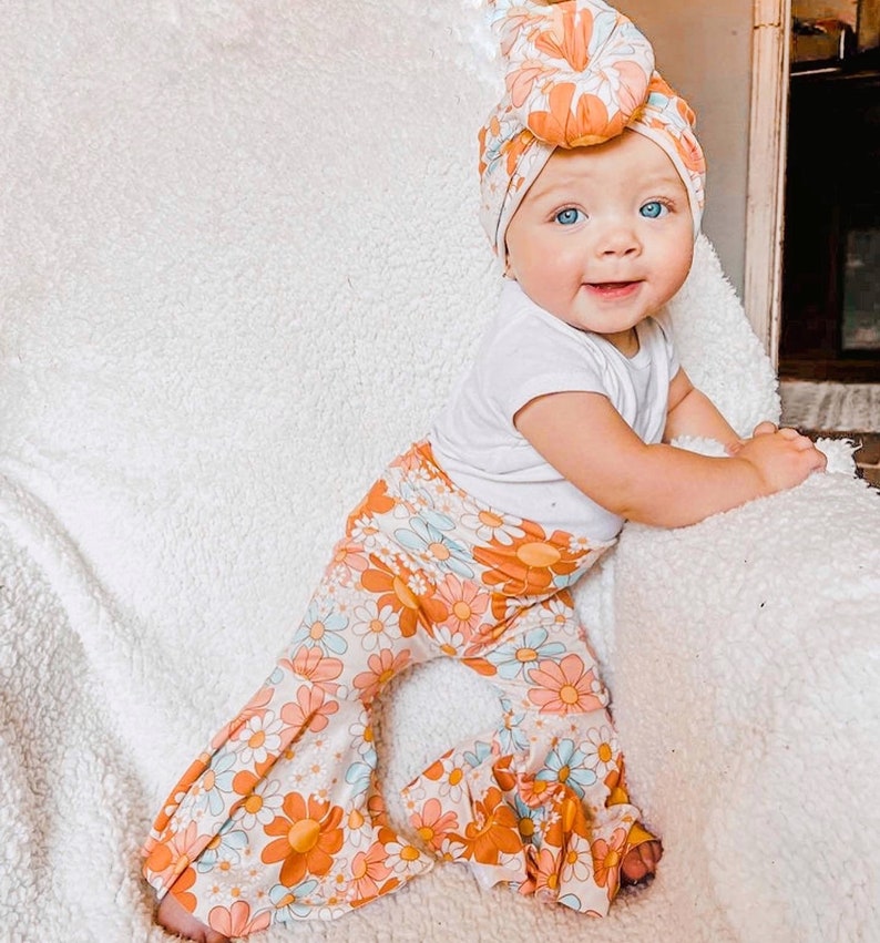 Boho Baby Bell Bottoms Groovy Baby Bummies Baby Retro Bells Etsy