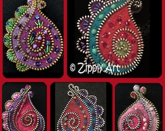 Zipply Art Pretty Paisley Needle Felted Brooch/Pin Pattern