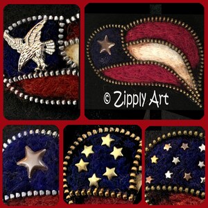 Zipply Art Flag Heart Needle Felted Completed Brooch/Pin, Pattern, Pattern/Kit