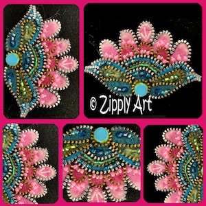 Zipply Art Fantasy Flower Needle Felted Completed Brooch/Pin, Pattern, Pattern/Kit