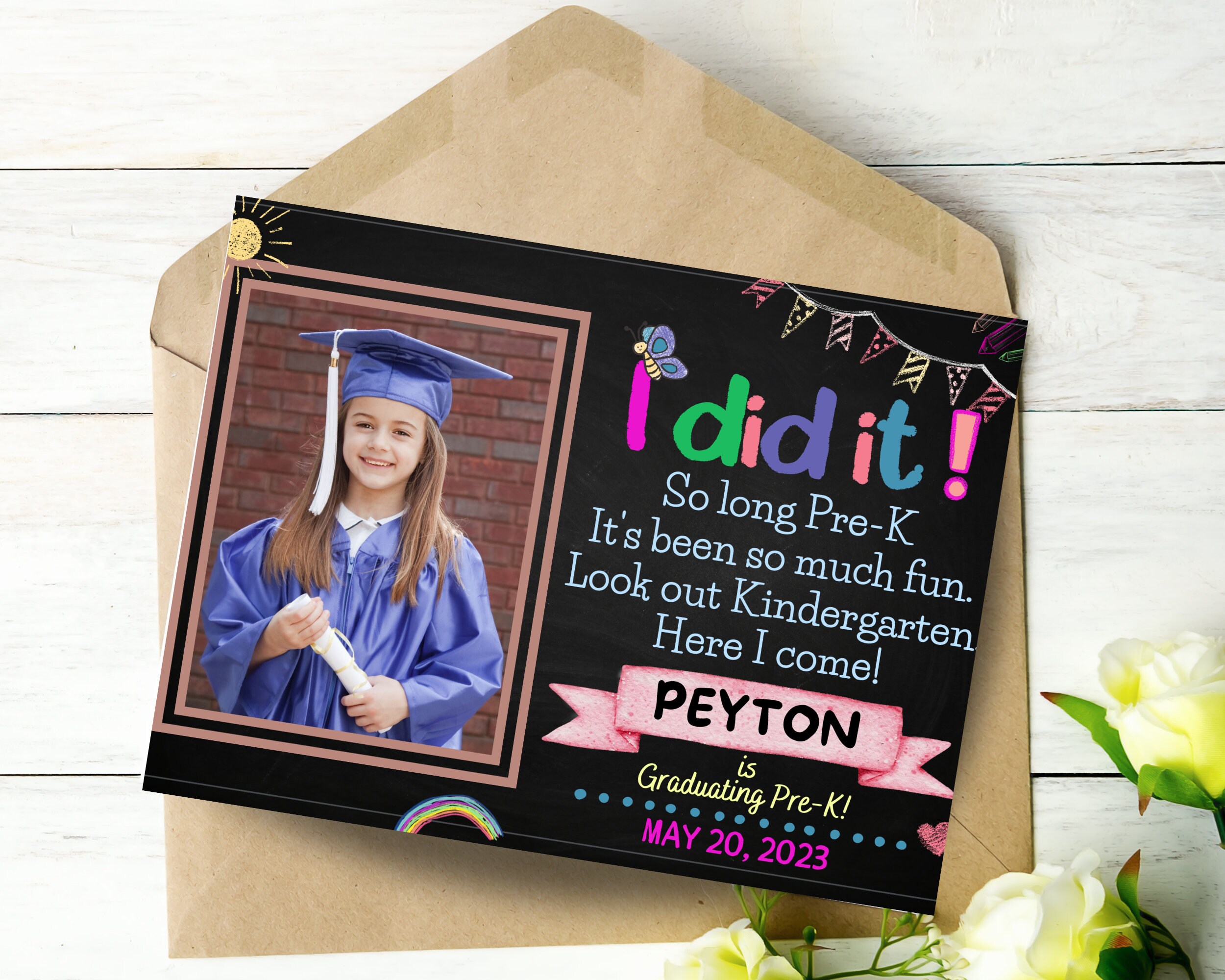 Preschool Graduation Invite, Pre-k Graduation Announcement Template ...