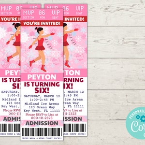 Schlittschuh Geburtstag Einladung Vorlage, druckbare Eislaufen Geburtstag einladen, Eislaufen Geburtstag einladen Tickets, Mädchen Party einladen