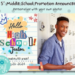 Middelbare school afstuderen uitnodigen, 8e rang afstuderen aankondiging, middelbare school promotie, 8e 9e rang promotie Junior High School Promo
