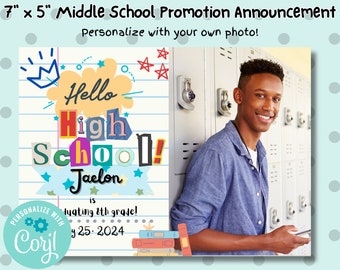 Middle School Graduation Invite, 8th Grade Graduation Announcement, High School Promotion, 8th 9th grade promotion Junior High School Promo