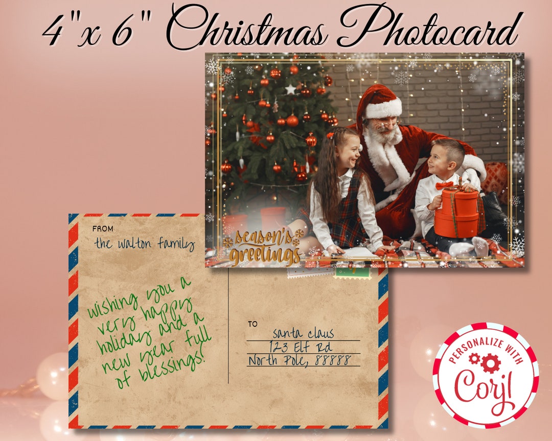 Christmas Card Template Photo, Family Photo Christmas Card, Double