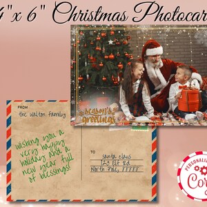 Foto de plantilla de tarjeta de Navidad, tarjeta de Navidad con foto familiar, tarjeta fotográfica de Navidad de doble cara, plantilla de postal de Navidad 4x6, foto personalizada