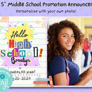 Middelbare school afstuderen uitnodigen, 8e rang afstuderen aankondiging, middelbare school promotie, 8e 9e rang promotie Junior High School Promo