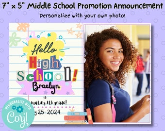 Middle School Graduation Invite, 8th Grade Graduation Announcement, High School Promotion, 8th 9th grade promotion Junior High School Promo