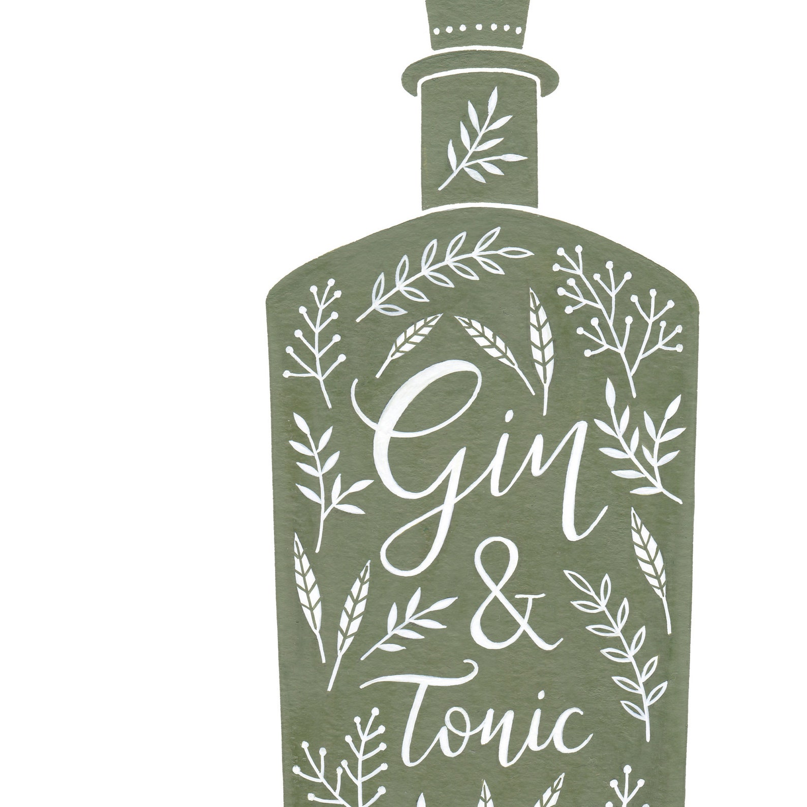Gin Bottlehand Painted Wall Art A4 Prints Wall Decor Home Etsy