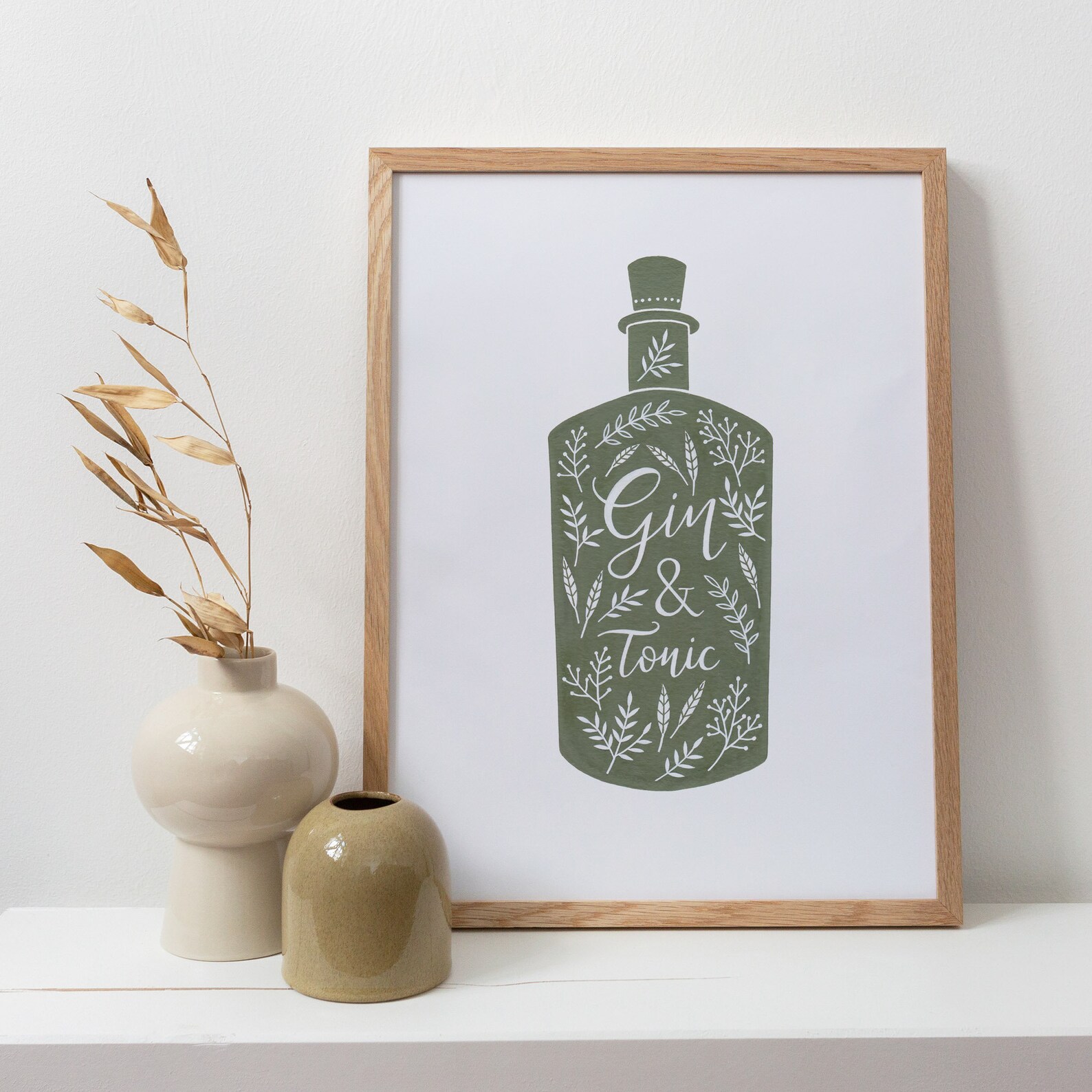 Gin Bottlehand Painted Wall Art A4 Prints Wall Decor Home Etsy