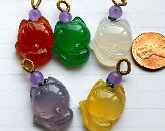 Free shipping AAA grade natural carnelian Fox ward off evil charm health necklace pendant