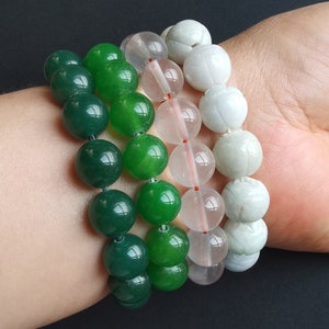 Flower jadeite,green jade,Aventurine,Rose Quartz bracelet,natural quartz beads Bracelet,natural gemstone bracelet,good luck,Wedding gift
