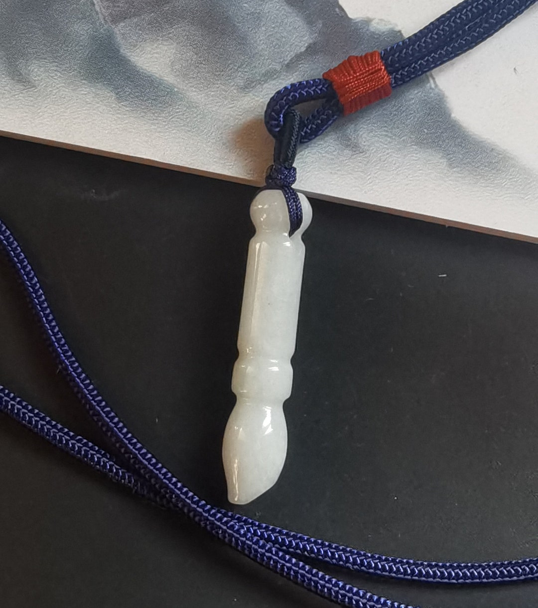 Jadeite Writing Brush Pendant: Grade A Jade Amulet Necklace - Etsy