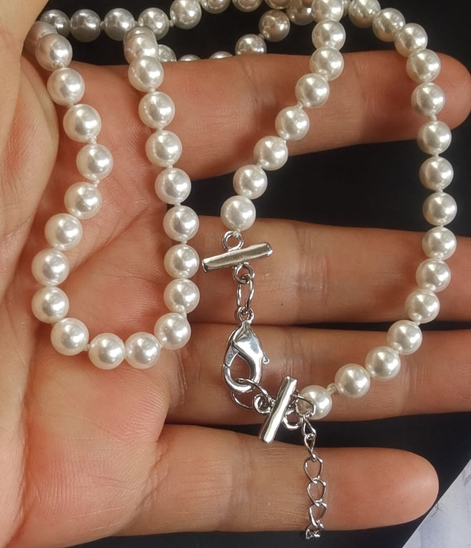 Collana Moda Perline Rotonde Conchiglia 12 mm Bianca Mare del