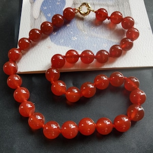 16&quot;-60&quot; 6mm/8mm/10mm/12mm Round Red agate stone beaded knotted Necklace,man,woman hand jewelry