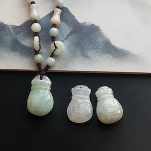 Saldi su, autentico, borsa per soldi, porta ricchezza, ciondolo in pietra di giada giadeite verde birmana di grado A, collana di corda, protettore, amuleto, pietra preziosa, buona fortuna