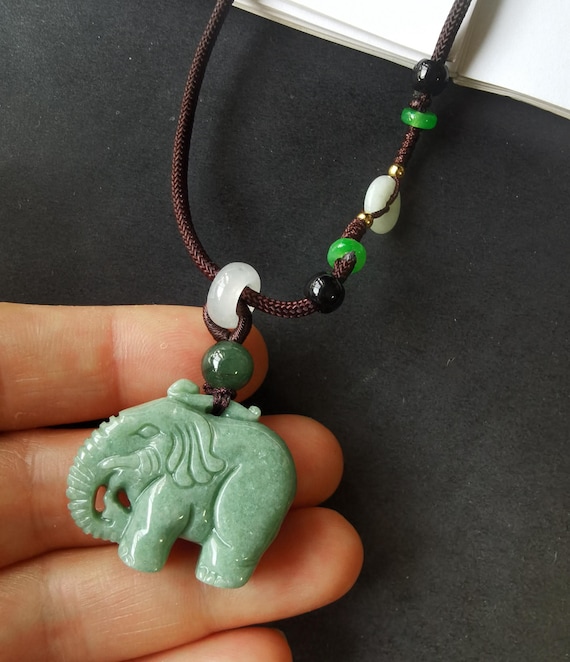 Certified,3d Elephant Carving Natural Green Jadeite Jade Stone