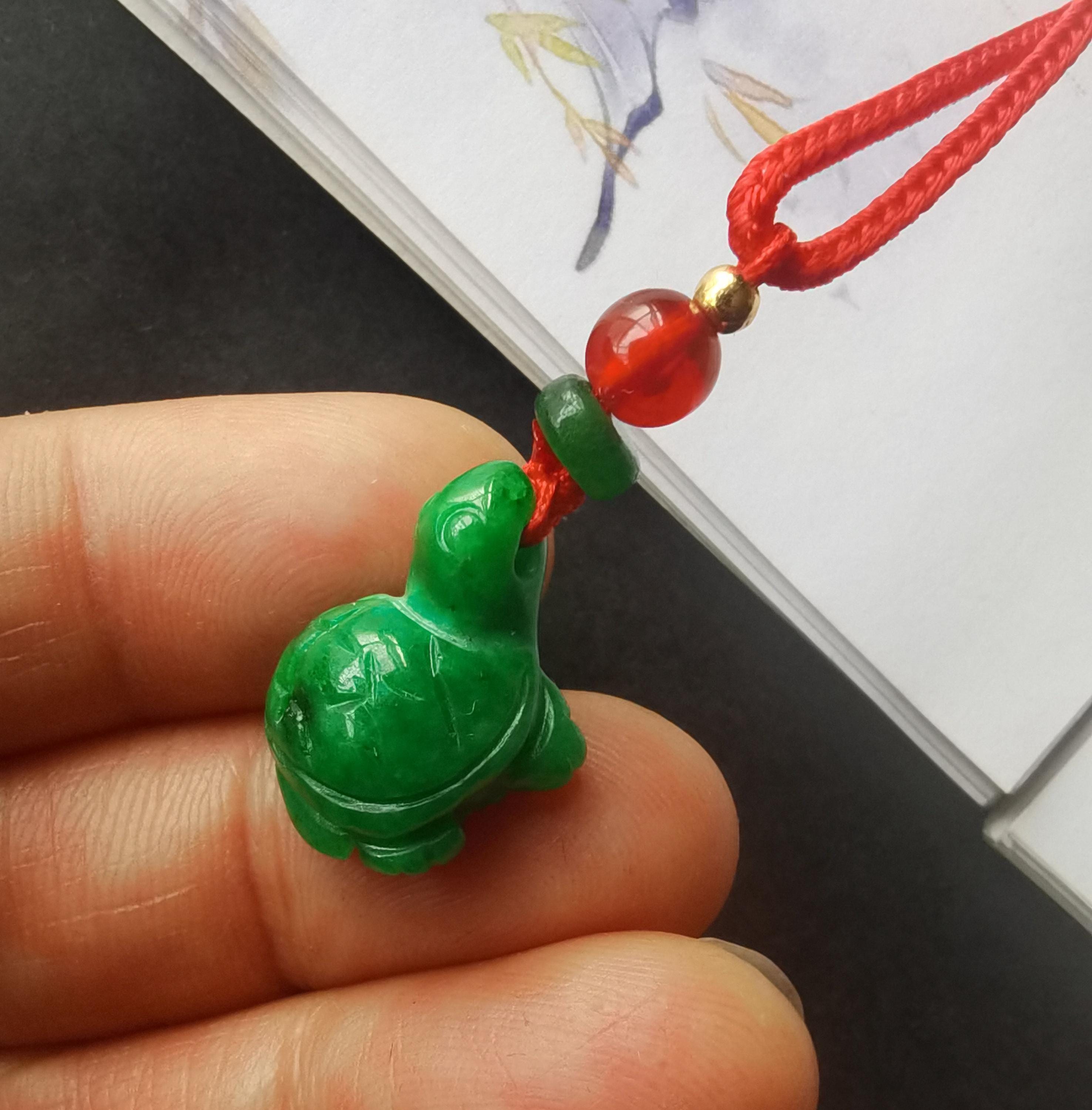 Ciondolo Tartaruga Con Pietra Di Giada Verde 100% Vera Pietra Di - Foto 3