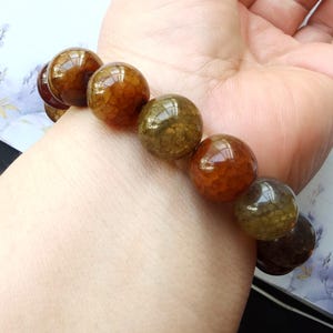 Protection bracelet,Brown dragon vein agate Bracelet,12mm,14mm gemstone beaded bracelet,good luck,Wedding gift,Elastic thread jewelry gift