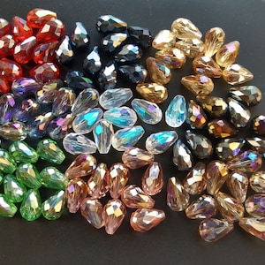 Faceted Teardrop,AB shiny Glass crystal bead,Green,pink,Champagne,Bronze,purple,white,red,black silver,yellow,jewelry accessory,personalized