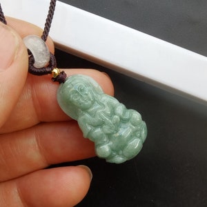 Certified,Bodhisattva,godness,guanyin,carved natural jadeite jade stone pendant,Rope necklace,protector,amulet,gemstone pendant,Good Luck