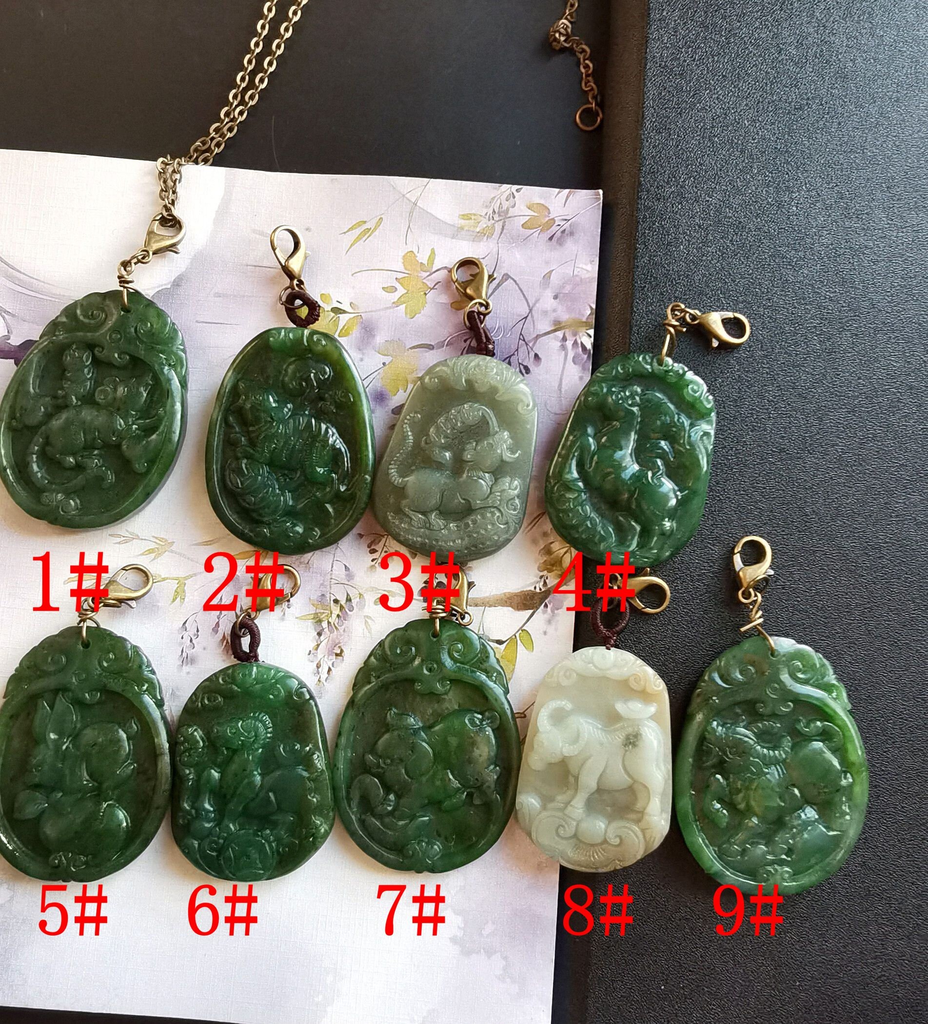 Chinese Zodiac Nephrite Jade Stone Pendant Etsy UK