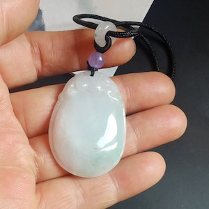 Dragon oval natural green jadeite jade stone amulet pendant,Grade A,adjustable rope Cord necklace,gemstone stone Men or Women necklace
