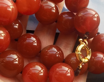 Rare Huge 16"-25" 16mm/18mm/20mm Round Red agate stone beaded knotted Necklace,man,woman jewelry