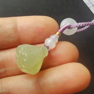 lotus seedpod gourd carving natural green jade stone pendant,green rope necklace,protector,amulet,gemstone bead,Good Luck jewelry,best gift