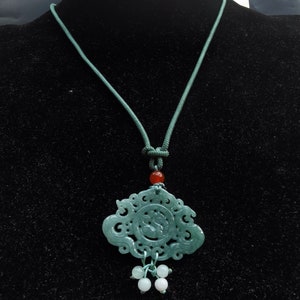 Certified,hollow dragon phoenix carving natural blue jadeite jade stone pendant,Rope necklace,protector,amulet,gemstone bead,Good Luck gift