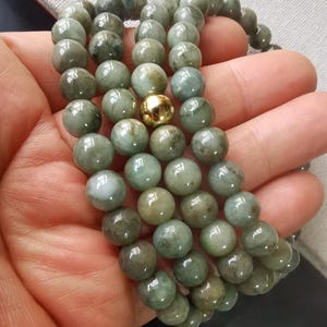 108beads,Genuine Grade A Natural green Burma jadeite jade stone Yoga necklace,Healing, Buddhist Mala Prayer,Round Semi,man woman necklace