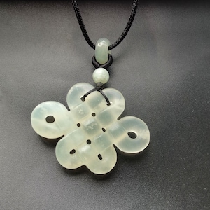 Authentic,chinese xiuyu Knot flower carved natural green  jade stone pendant,Rope necklace,protector,amulet,gemstone pendant,Good Luck