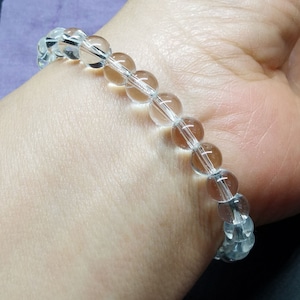 Round Smooth Clear Quartz bracelet,natural crystal beads Bracelet, gemstone bracelet,good luck bracelet,Yoga Jewlery