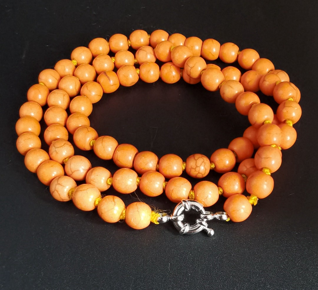 Orange Yellow Howlite Turquoise Necklace1460 - Etsy